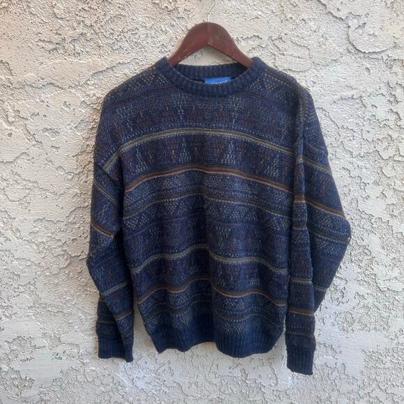 Vintage 90s Pattern Knit Sweater Size Mens Small - Picture 1 of 4